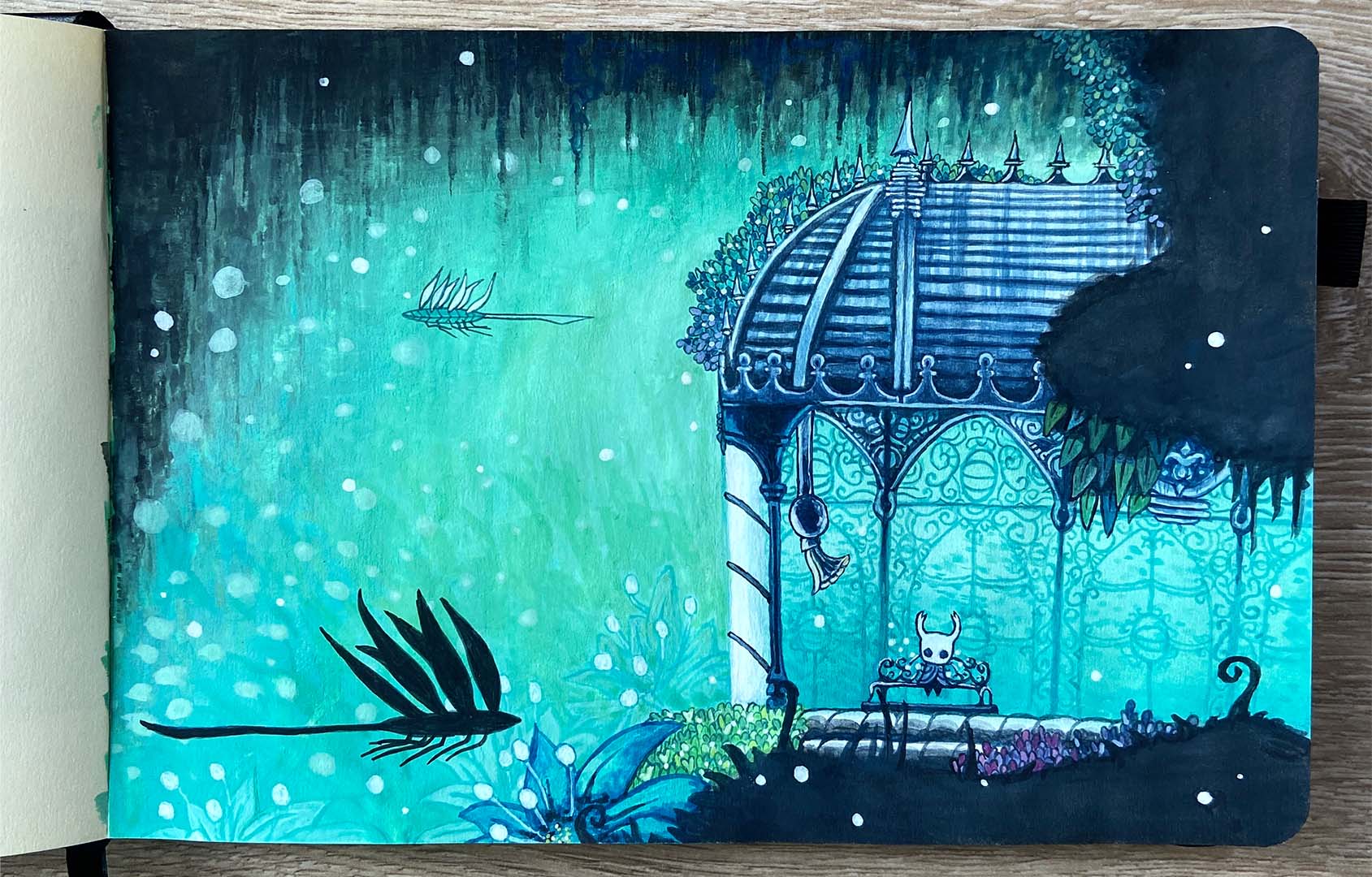 Hollow Knight gouache painting